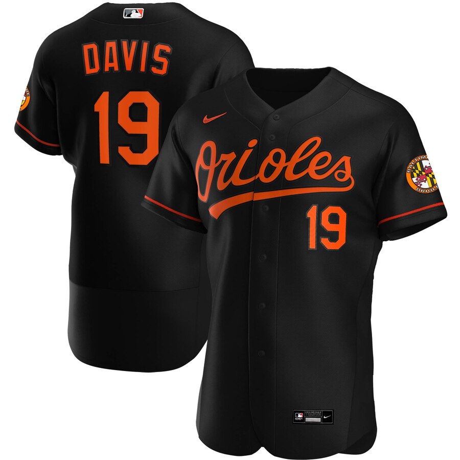 Baltimore Orioles #19 Chris Davis Men Nike Black Alternate 2020 Authentic Player MLB Jersey->buffalo bills->NFL Jersey